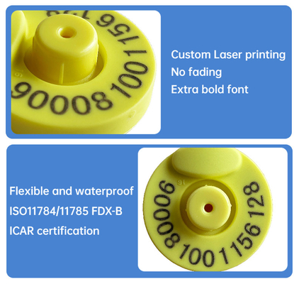 Tag Telinga Elektonik Pelacakan Hewan 134.2khz Rfid Untuk Identifikasi Hewan