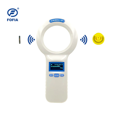 24/7 OLED White Animal Microchip Scanner dengan built-in Buzzer RFID Reader Handheld