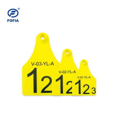 Tag Visual RFID Ukuran Mini / Tengah / Besar Pilihan Terbaik untuk Pengelolaan Hewan Dukungan Pencetakan Laser 134.2 Khz Kuning