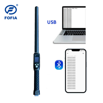 Custom ISO FDX-B HDX 30,000 Records Handheld Stick RFID Reader Untuk Sapi Peternakan Tag Telinga Microchip Plastik Jarak Panjang