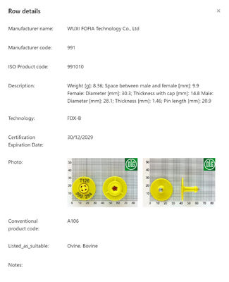 Waterproof ISO11784/5 FDX-B sesuai RFID Ear Tag untuk ternak dengan ketegangan 350N