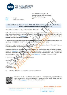 FULL ICAR ET908 Tag telinga melingkar untuk ID hewan dengan dukungan pembaca BLE ISO11784/5 Unshared ICAR Code