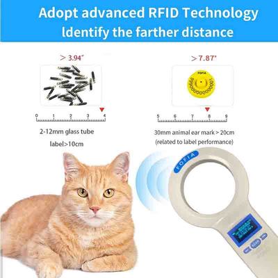 Animal Microchip Scanner PT200 yang dirancang untuk membaca informasi mikrochip dan suhu yang kompatibel dengan penyimpanan data 1000