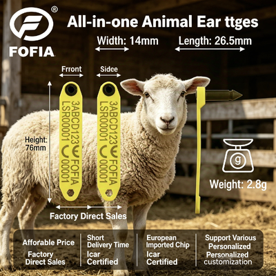 Tag Telinga Elektronik RFID tahan suhu tinggi anti-terjatuh Untuk Domba Dengan Bahan TPU