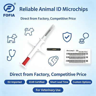 ICAR Certified Sterilized Syringe Identification Microchip Dengan Standar ISO11784/5 FDX-B Dan EO Gas Sterilisasi Untuk Hewan
