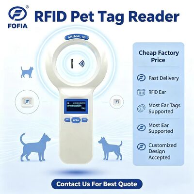 Pembaca Handheld RFID PT200 Plastik tahan lama Dengan Layar OLED 128x64 ISO11784/5 Protokol Bacaan Jarak Panjang Untuk Hewan Peliharaan Dan Penggunaan Pertanian