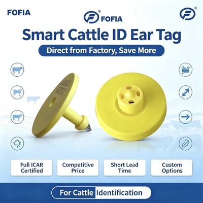 Full ICAR ET908+T901 Waterproof RFID LF TPU Label Telinga Hewan Kuning 14.5mm EM4305 Chip Garansi 5 Tahun Sapi Fofia