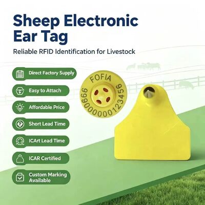 Bahan tahan air kombinasi pengesan hewan elektronik ear tag baru kualitas tinggi RFID TPU laser coding 3 tahun garansi Fofia