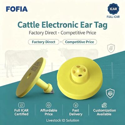 Baru Full ICAR Waterproof RFID TPU Kuning Tag Telinga Hewan 14.5mm EM4305 Chip 5 Tahun Garansi Fofia Farm Penggunaan
