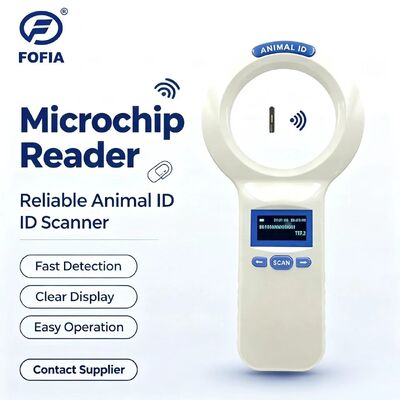 Waterproof Putih FOFIA PT200 RFID Handheld Reader 128x64 OLED Screen 134.2kHz Frekuensi Bacaan Jarak Jauh