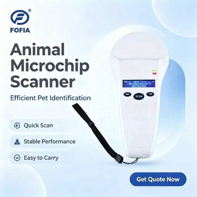 FOFIA Durable White RFID Handheld Reader dengan layar OLED 128x32 dan Protokol ISO11784/5 untuk Jarak Membaca 10-20 cm