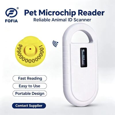Fofia Handheld Plastic Animal Microchip RFID Card Reader PT160 134.2kHz OLED Screen USB Lithium Battery CE Sertifikasi ISO