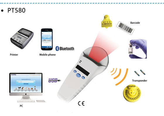 Durable FOFIA PT580 RFID Handheld Reader 125kHz/134.2kHz ISO11784/5 128x32 OLED Screen 10-20m Jarak Membaca USB/untuk Pet