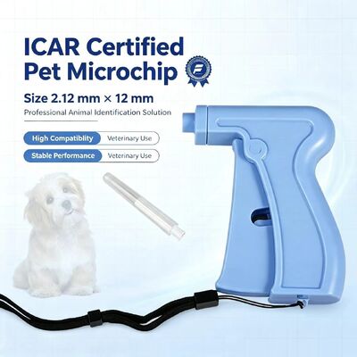 Fofia RFID 134.2kHz ICAR Bersertifikat Tipe Terpisah Microchip ID Hewan 2.12*12mm Model ZS005 Biru Bahan Tahan Air Baru 1.5 Tahun