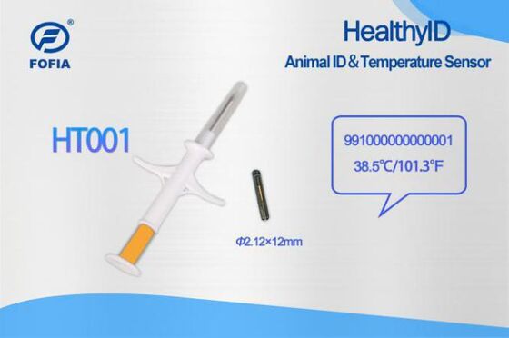 ICAR Sertifikasi Fofia Baru Sensor Suhu Microchip Merah RFID Bioglass Putih HT001 Animal ID Waterproof Anjing Kucing Hewan Peliharaan 1.5