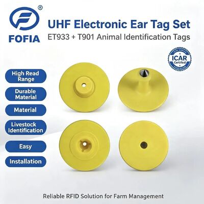 Baru UHF Elektronik Waterproof RFID TPU 5,7mm Kuning Tag Telinga Hewan ET933+T901 Chip 5 Tahun Garansi Fofia Sapi Penggunaan Made