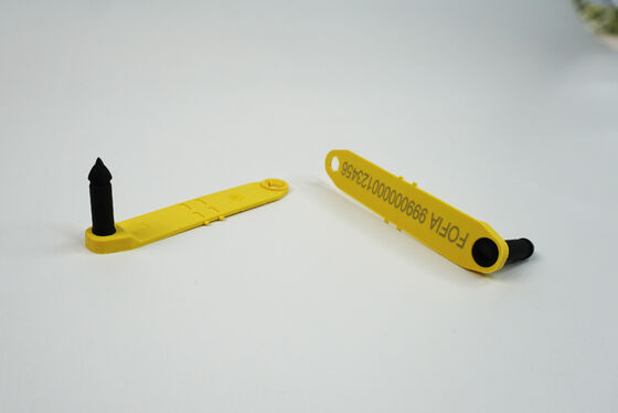 Fofia HDX baru tahan suhu tinggi terintegrasi anti-shedding TPU Laser-coded Electronic ET969 Yellow Sheep RFID Ear Tag 1.5