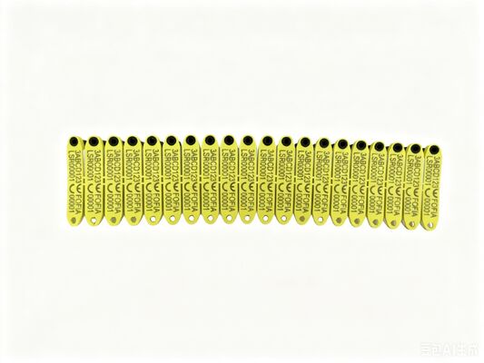 Fofia HDX ET969 baru tahan suhu tinggi anti-shedding kuning TPU domba ear tag chip RFID hewan pelacakan 1,5 tahun