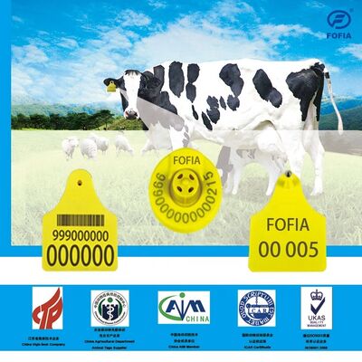 Tag Telinga Hewan Kombinasi ICAR T904+T905 Berkualitas Tinggi Baru RFID Plastik TPU 70*57mm Pengkodean Laser Garansi 3 Tahun Pelacakan Hewan