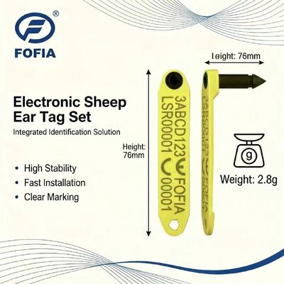 Fofia baru tahan suhu tinggi terintegrasi anti-shedding elektronik ET969 domba kuning RFID ear tag TPU bahan RF hewan