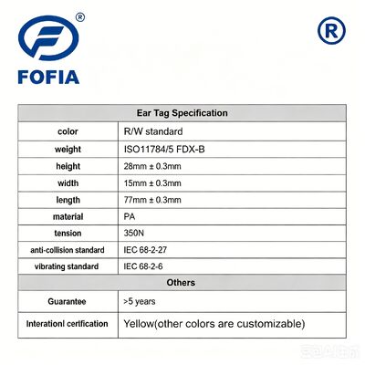 Fofia baru tahan suhu tinggi terintegrasi anti-shedding elektronik ET969 domba kuning RFID ear tag TPU bahan RF hewan
