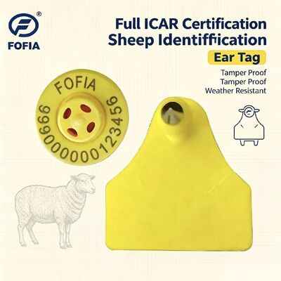 Fofia ET957+T967 Tag Telinga Elektronik Kombinasi Domba Kambing Pelacakan Hewan Kualitas Tinggi Baru RFID TPU Pengkodean Laser 3 Tahun