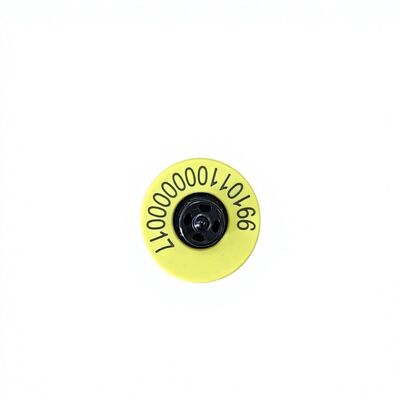 Tag Telinga Hewan ICAR ET908+T901 Tahan Air RFID LF TPU Kuning 14.5mm Sapi Sapi Chip Garansi 5 Tahun Sapi