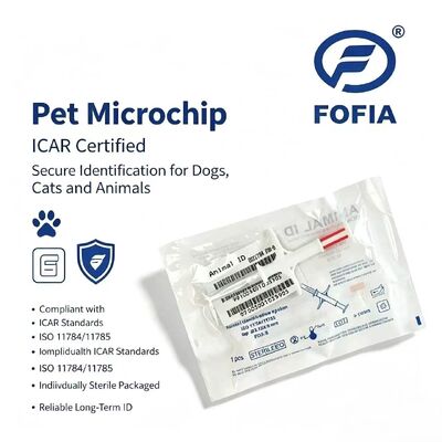Fofia Tahan Air Baru Terlaris RFID 134.2kHz Bahan PP Microchip ID Anjing Tahan Air Penggunaan Pertanian Suntikan Hewan Peliharaan Tag Telinga 1.5 Tahun
