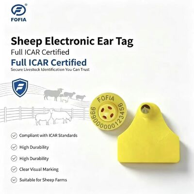 Fofia ET957+T967 Tag Telinga Hewan Elektronik Kombinasi Domba Kambing Sapi Baru RFID TPU Laser Coding 3 Tahun