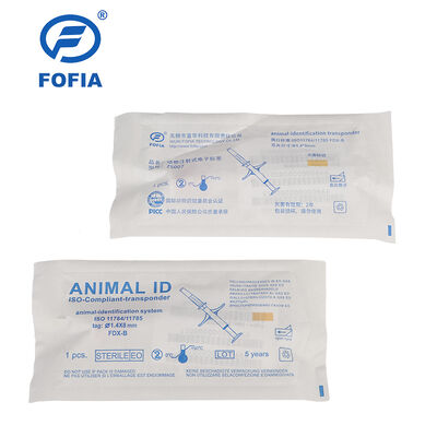 FOFIA ZS007 ICAR Bersertifikat 134.2kHz RFID Ear Tag Microchip Hewan FDX/EM4305 IP67 Tahan Air Putih PP 1.4x8mm Anjing Kucing Hewan Peliharaan