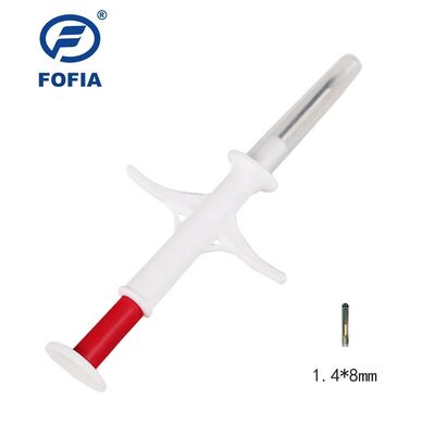 FOFIA ZS007 ICAR Sertifikasi 134.2kHz RFID Microchip Hewan FDX/EM4305 IP67 Waterproof Putih PP 1.4x8mm Anjing Kucing Kelinci Sapi Baru
