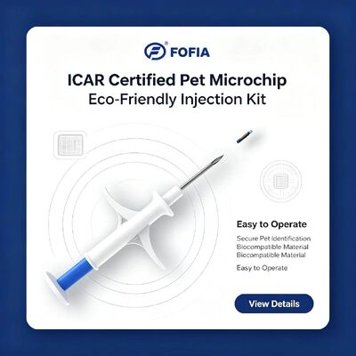 FOFIA ZS007 Bersertifikasi ICAR 134.2kHz RFID Microchip Hewan FDX/EM4305 IP67 Tahan Air Putih PP 1.4x8mm Anjing Kucing Hewan Peliharaan