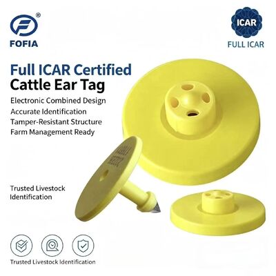 Baru Fofia Full ICAR ET908+T901 Waterproof RFID LF TPU Kuning Tag Telinga Hewan 14.5mm Chips Sapi sapi 5 Tahun Garansi 0.01g