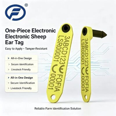 Tag Telinga RFID Elektronik Terintegrasi Tahan Suhu Tinggi Anti-Rontok Fofia Baru ET969 Domba Kuning TPU