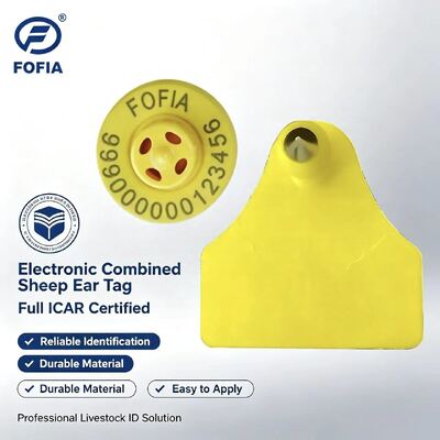 Tag Telinga Elektronik Fofia Full ICAR Kombinasi Domba Kambing Pelacak Baru Berkualitas Tinggi RFID TPU Plastik Laser Coding 3 Tahun