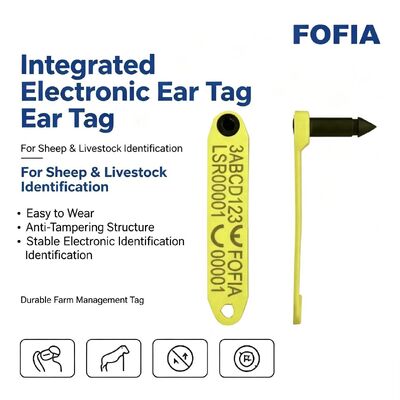 Tag Telinga RFID Elektronik Anti-Rontok Terintegrasi Tahan Suhu Tinggi Fofia Baru ET969 Domba Kuning TPU
