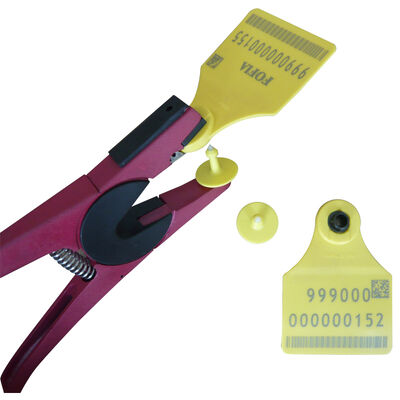 Baru FOFIA Aluminium Alloy Farm Animal Ear Tag Applicator dengan Laser Coding untuk Sapi Babi Kambing Kuda Ear Tags 3 bulan Garansi