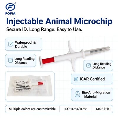 Fofia RFID Injeksi Microchip Hewan 134.2 kHz ISO 11784 11785 Waterproof 2.12 X 12 mm Pet Identifikasi