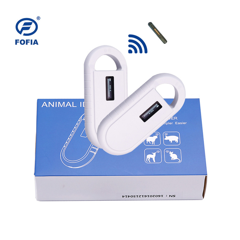 24/7 OLED White Animal Microchip Scanner dengan built-in Buzzer RFID Reader Handheld