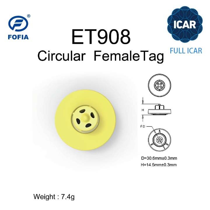 Baru Fofia Full ICAR ET908 Sapi RFID LF Ear Tag Bahan TPU 350N Ketegangan 5 Tahun Garansi ISO11784/5 Kepatuhan Penggunaan pertanian