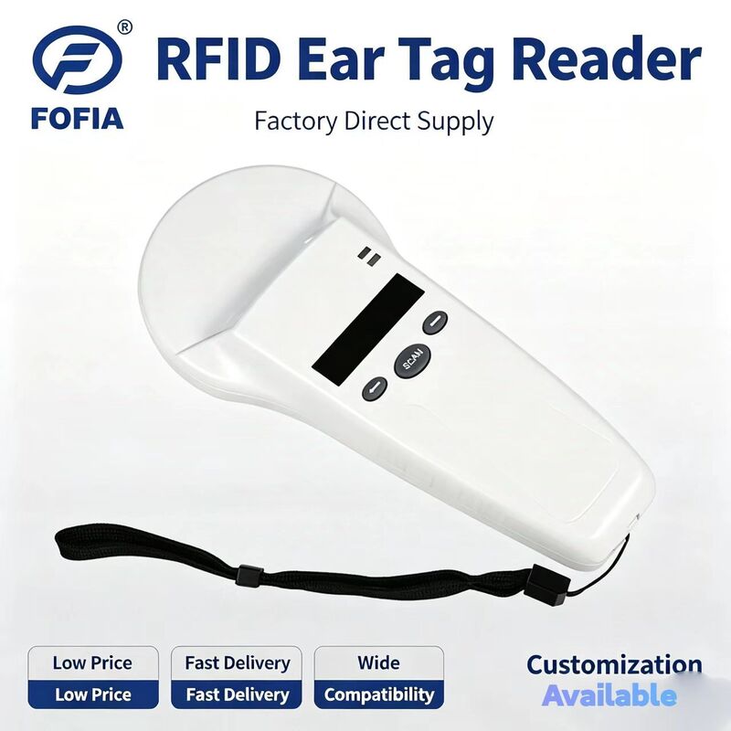 FOFIA Plastik tahan lama RFID Handheld Reader dengan 128x32 OLED Screen /USB untuk jarak jauh Pet & Farm / Ranch penggunaan
