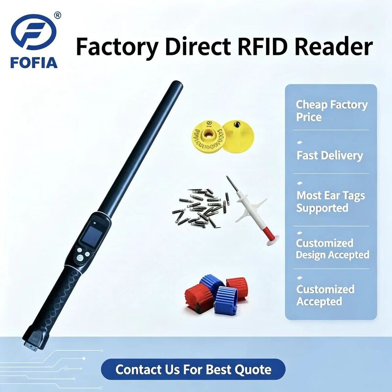 FOFIA Waterproof Long Range 134.2kHz RFID Ear Tag Reader ISO11784/5 Protokol 30-100cm Jarak Membaca PVC