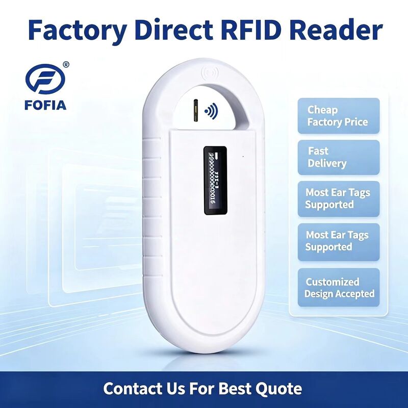 Handheld Animal Microchip RFID Card Reader PT160 134.2kHz OLED Screen USB Lithium Battery CE Sertifikasi Protokol ISO 11784/11785