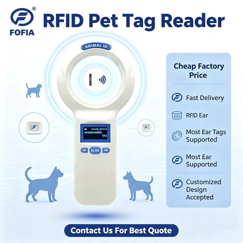 Pembaca Handheld RFID PT200 Plastik tahan lama Dengan Layar OLED 128x64 ISO11784/5 Protokol Bacaan Jarak Panjang Untuk Hewan Peliharaan Dan Penggunaan Pertanian