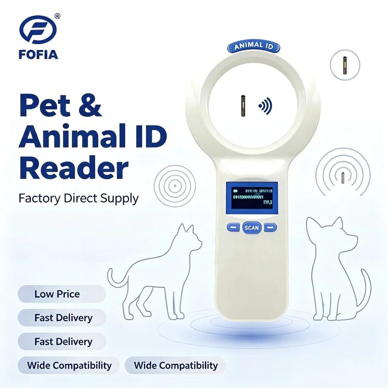 Waterproof FOFIA PT200 RFID Handheld Reader 128x64 OLED Screen Jarak Panjang Membaca 10-20m Protokol ISO11784/5