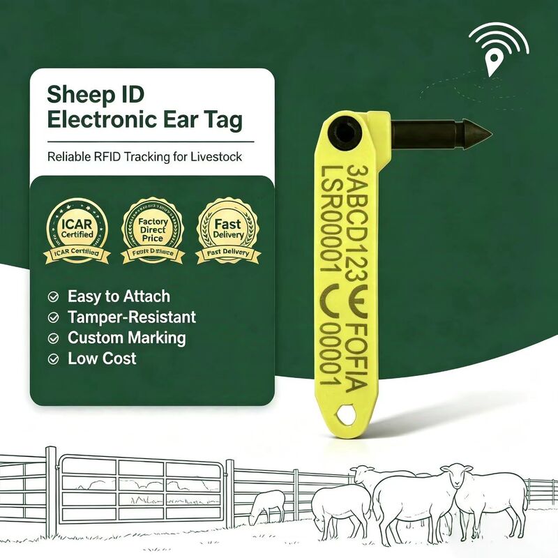 Waterproof Fofia tahan suhu tinggi terintegrasi Anti-shedding Elektronik T969 Yellow Sheep RFID Ear Tag TPU Material RF