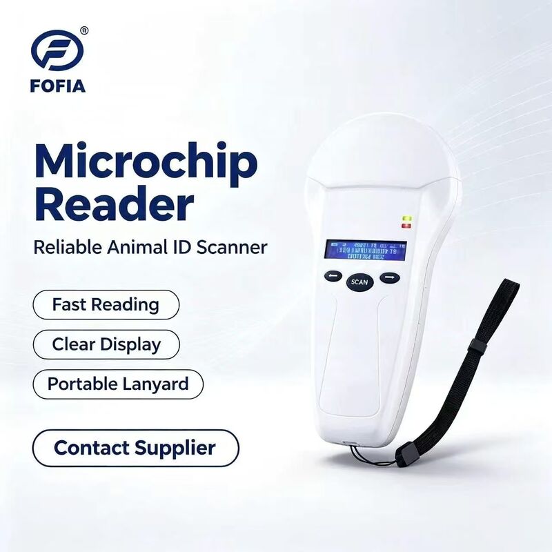 Durable FOFIA PT580 RFID Handheld Reader 125kHz/134.2kHz ISO11784/5 128x32 OLED Screen 10-20m Jarak Membaca USB/untuk Pet