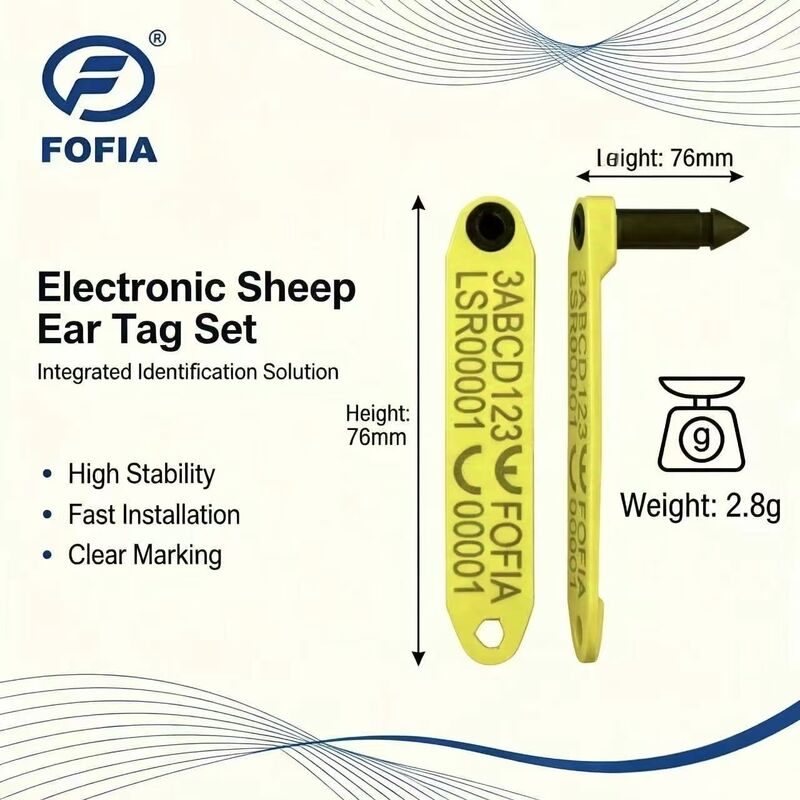 Fofia baru tahan suhu tinggi terintegrasi anti-shedding elektronik ET969 domba kuning RFID ear tag TPU bahan RF hewan