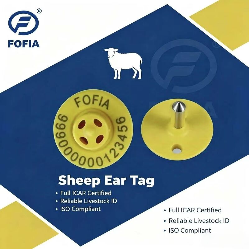 Tag Telinga Chip Elektronik TPU Berkualitas Tinggi ET957+T901 134.2kHz untuk Hewan Ternak Kambing Babi Sapi Jarak Baca 10cm -20~80C
