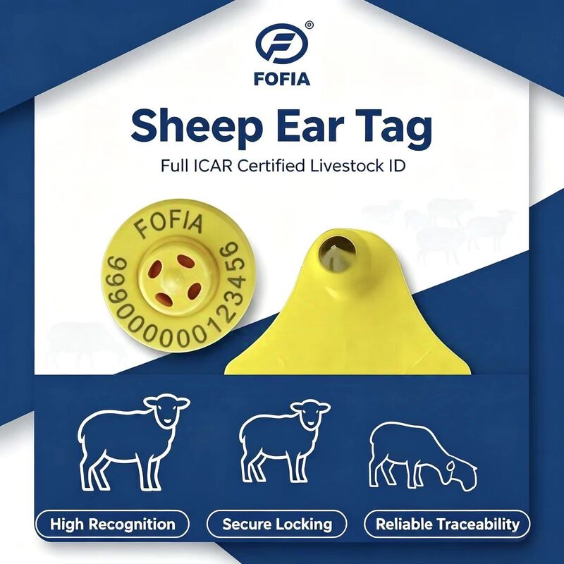Waterproof Fofia ET957+T967 Lamb Kambing Kombinasi Hewan Elektronik Pelacakan Ear Tag Baru Kualitas Tinggi RFID TPU Laser Coding